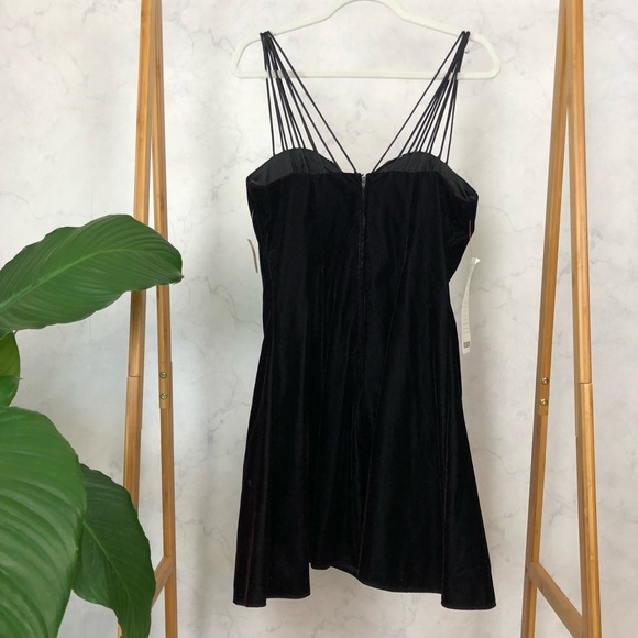 Vintage 90s Velvet Floral Sequin Mini Prom Dress - Picture 8 of 8